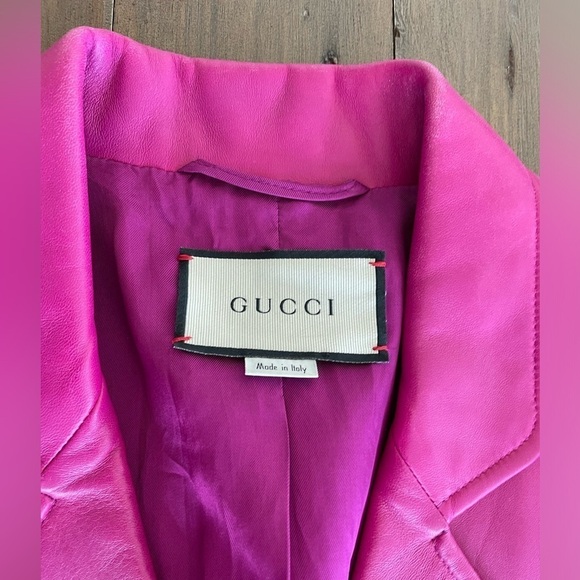 RARE Gucci women pink lamb leather blazer jacket - Picture 7 of 12